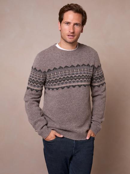 Celtic & Co. Fair Isle Pure Wool Jumper, Pebble