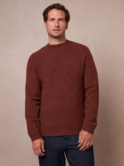 Celtic & Co. Pure Wool Moss Stitch Crew Neck Jumper, Ember