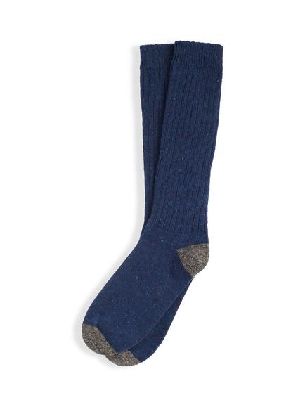 Celtic & Co. Donegal Merino Wool Rich with Cashmere Boot Socks, Navy Pebble, Navy/Pebble