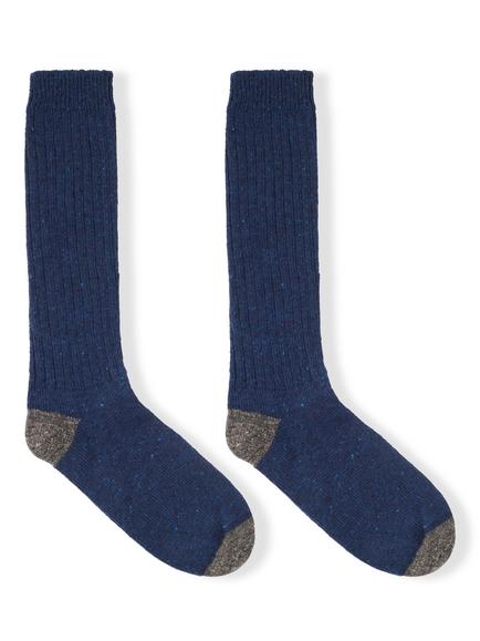 Celtic & Co. Donegal Merino Wool Rich with Cashmere Boot Socks, Navy Pebble - view 2, Navy/Pebble