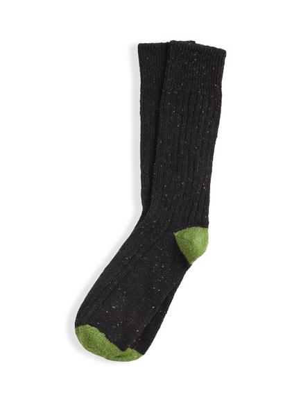 Celtic & Co. Donegal Merino Wool Rich with Cashmere Boot Socks, Charcoal/Green, Charcoal/Green