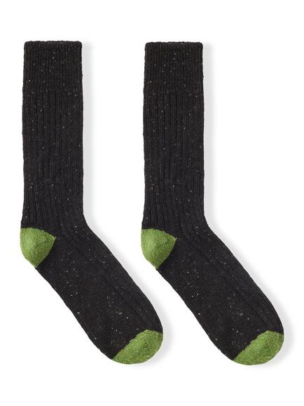 Celtic & Co. Donegal Merino Wool Rich with Cashmere Boot Socks, Charcoal/Green - view 2, Charcoal/Green