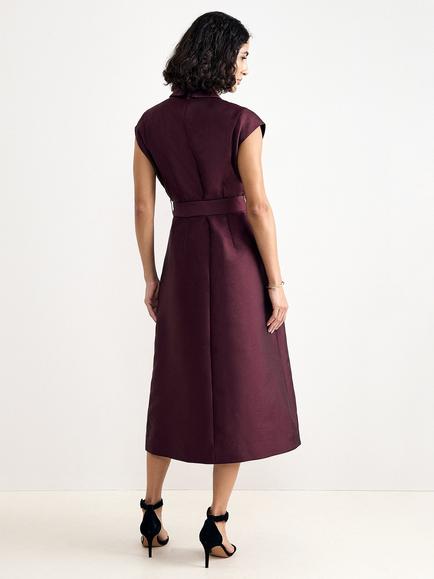 Phase Eight Ciara Statement Button Detail Shirt Dress, Burgundy - view 2, Burgundy