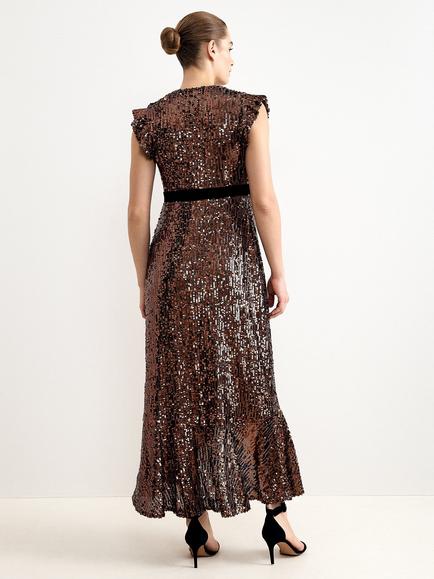 Phase Eight Enja Sequin Maxi Dress, Bronze - view 2, Bronze