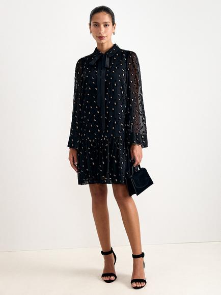 Phase Eight Ines Sparkle Leopard Swing Dress, Black, Black