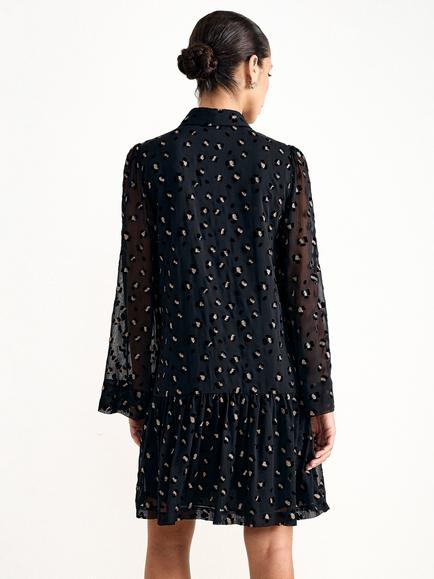 Phase Eight Ines Sparkle Leopard Swing Dress, Black - view 2, Black