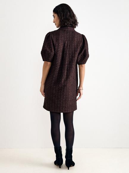 Phase Eight Yasmine Textured Mini Shirt Dress, Brown - view 2, Brown