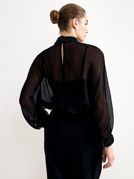 Phase Eight Bethany Sequin Neck Batwing Top, Black - view 2, Black
