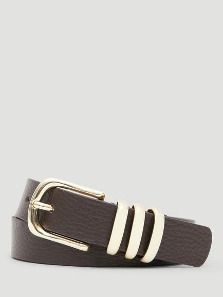 HUSH Isabel Leather Multi Ring Belt, Dark Brown, Dark Brown
