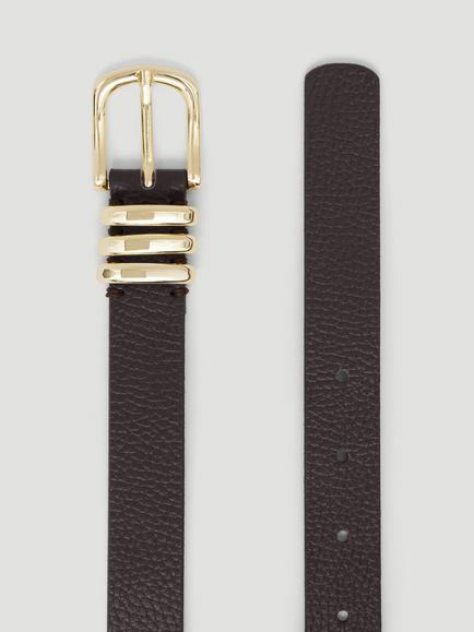 HUSH Isabel Leather Multi Ring Belt, Dark Brown - view 2, Dark Brown