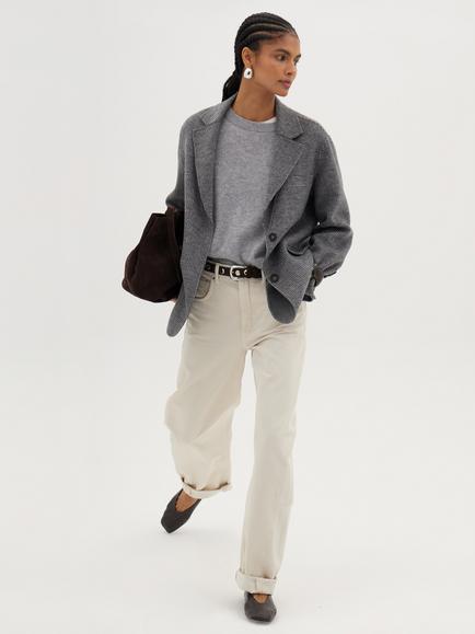 HUSH Double Faced Wool Check Blazer, Grey/White - view 2, Grey/White