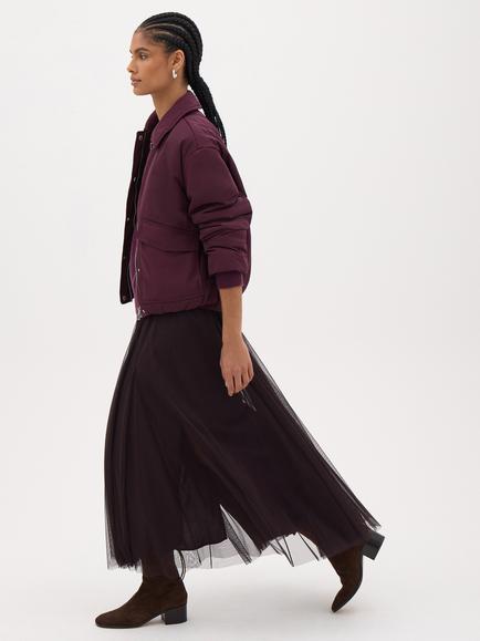 HUSH Blythe Padded Collared Bomber Jacket, Dark Wine Red - view 2, Dark Wine Red