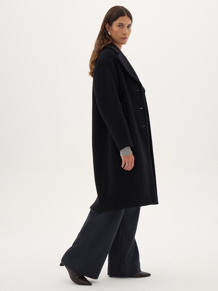 HUSH Italian Wool Rich Cocoon Coat, Black - view 2, Black