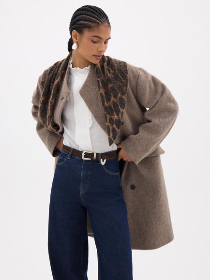HUSH Nika Italian Wool Rich Coat, Oatmeal Grey - view 2, Oatmeal Grey