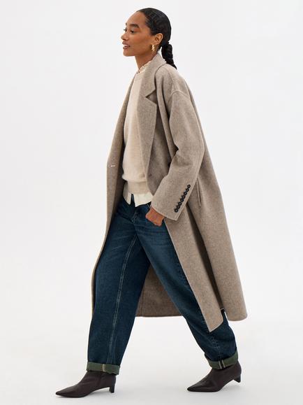HUSH Pure Wool Tailored Coat, Oatmeal Marl, Oatmeal Marl