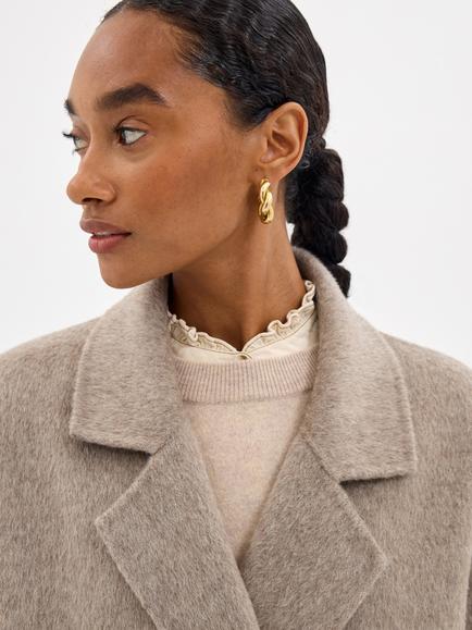 HUSH Pure Wool Tailored Coat, Oatmeal Marl - view 2, Oatmeal Marl