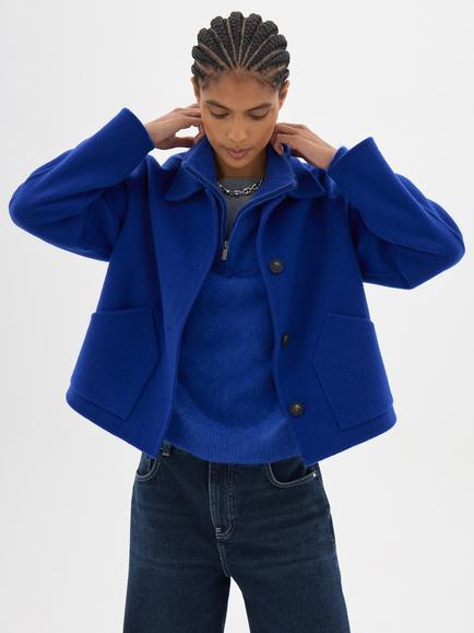 HUSH Pure Wool Coatigan, Royal Blue, Royal Blue