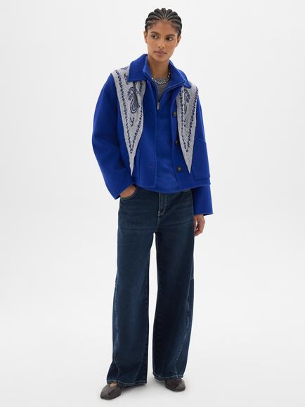 HUSH Pure Wool Coatigan, Royal Blue - view 2, Royal Blue