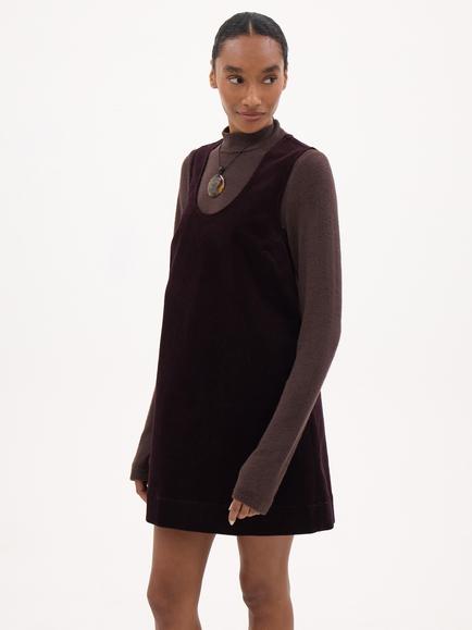 HUSH Cosette Scoop Neck Corduroy Mini Dress, Dark Burgundy Red, Dark Burgundy Red