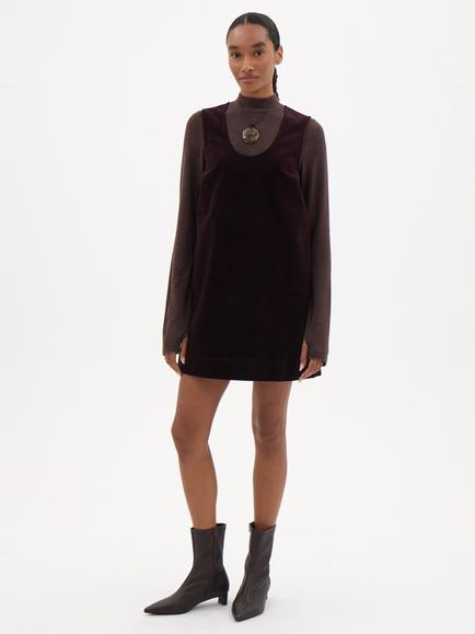 HUSH Cosette Scoop Neck Corduroy Mini Dress, Dark Burgundy Red - view 2, Dark Burgundy Red