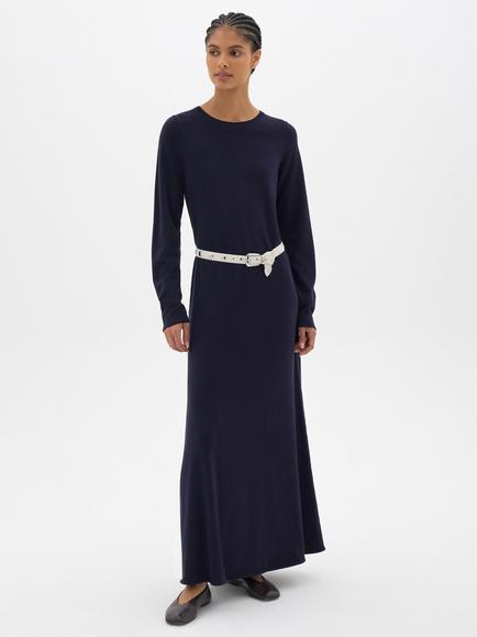 HUSH Lauren Crew Neck Knit Midi Dress, Navy Blue, Navy Blue