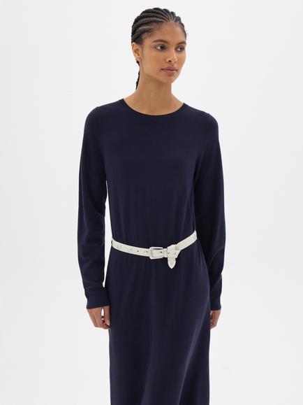 HUSH Lauren Crew Neck Knit Midi Dress, Navy Blue - view 2, Navy Blue