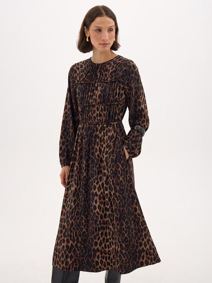 HUSH Volume Animal A-Line Midi Dress, Multi, Multi
