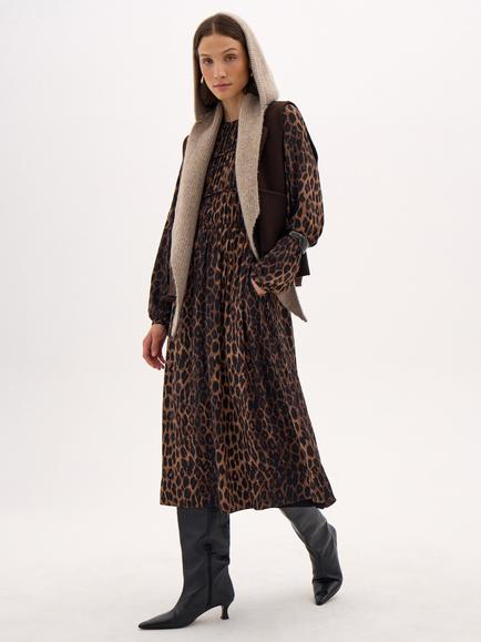 HUSH Volume Animal A-Line Midi Dress, Multi - view 2, Multi