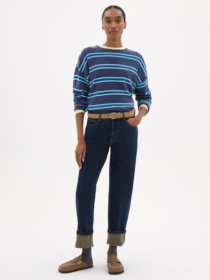 HUSH Agnes 2.0 Turn Up Jeans, Dark Blue Indigo