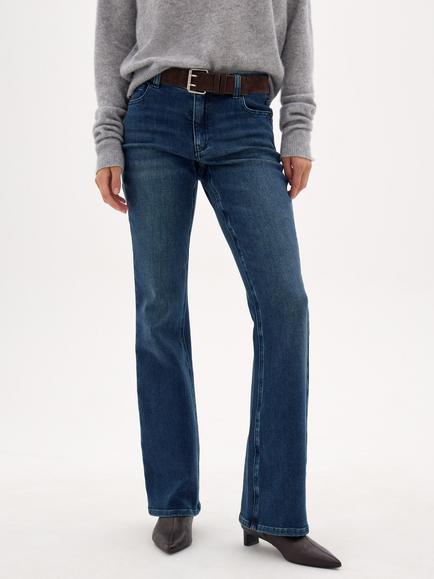 HUSH Eliana Mid Rise Bootcut Jeans, Dark Blue Wash, Dark Blue Wash
