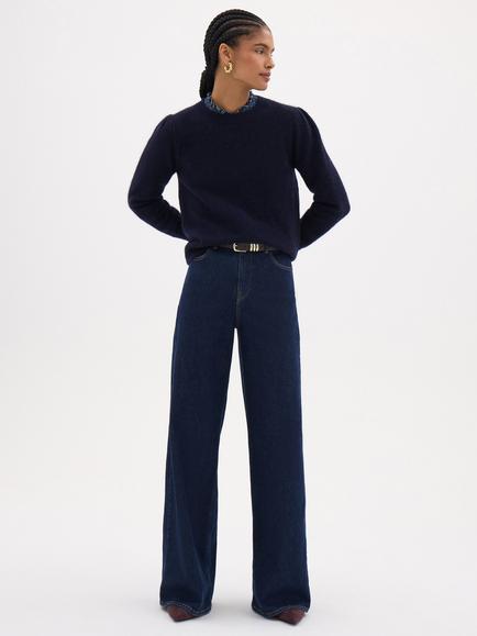 HUSH Nessa Wide Leg Jeans, Indigo Blue