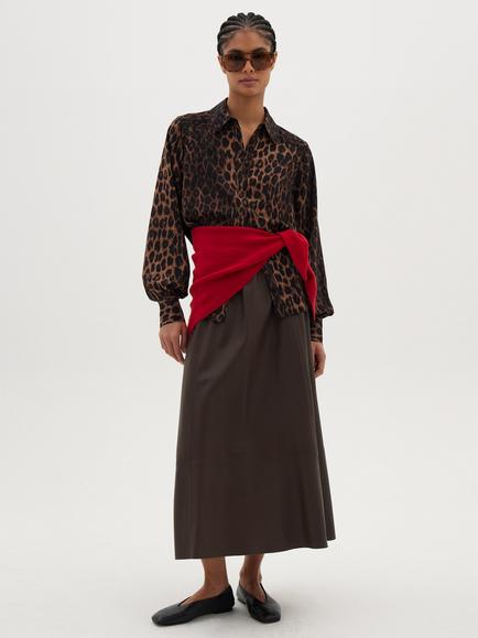 HUSH Chiffon Animal Long Sleeve Top, Brown - view 2, Brown