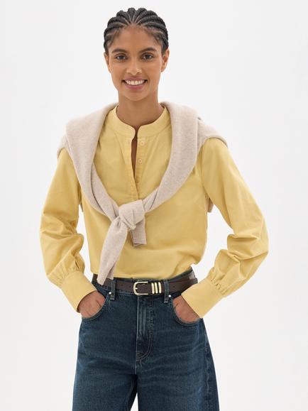 HUSH Cyra Long Sleeve Corduroy Blouse, Soft Yellow