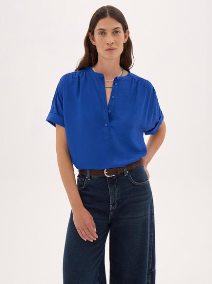 HUSH Debbie Air Flow Blouse containing LENZING™ ECOVERO™ Viscose, Bright Blue, Bright Blue