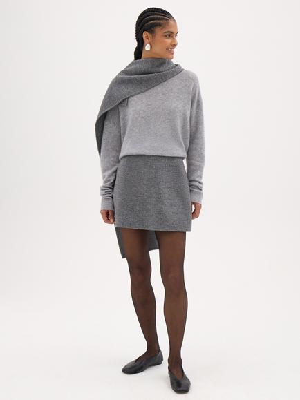 HUSH Dia Wool Rich Mini Skirt, Grey/White, Grey/White