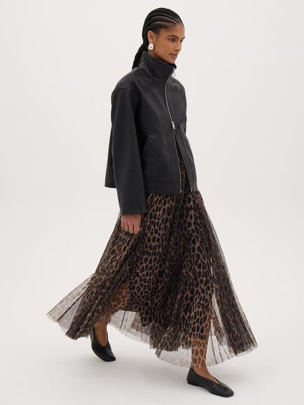 HUSH Millie Leopard Print Maxi Skirt, Natural Leopard Brown - view 2, Natural Leopard Brwn