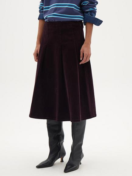 HUSH Ovi Pleated Midi Skirt, Burgundy Purple, Burgundy Purple