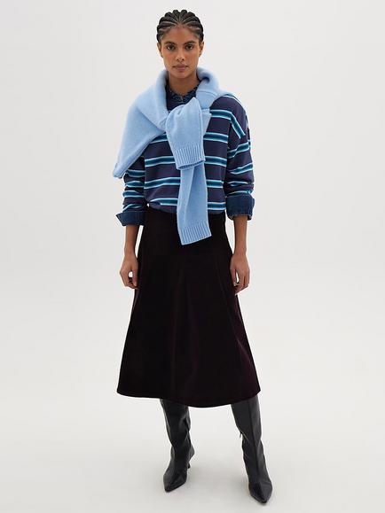 HUSH Ovi Pleated Midi Skirt, Burgundy Purple - view 2, Burgundy Purple
