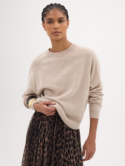 HUSH Anastasia Brushed Merino Wool Jumper, Oatmeal