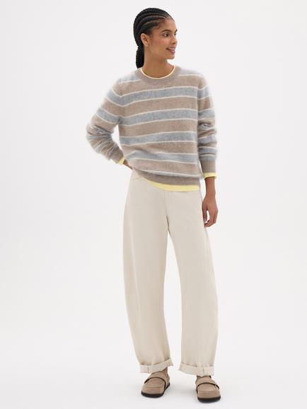 HUSH Aurelia Striped Cashmere Jumper, Oatmeal - view 2, Oatmeal