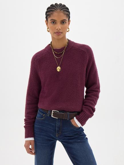 HUSH Bernie Textured Knit Jumper, Burgundy Red