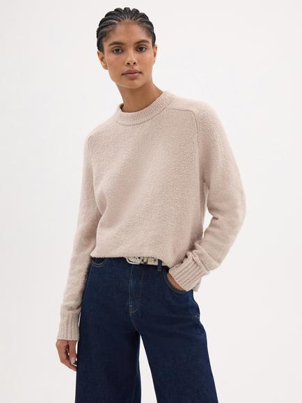 HUSH Bernie Textured Knit Jumper, Stone Neutral