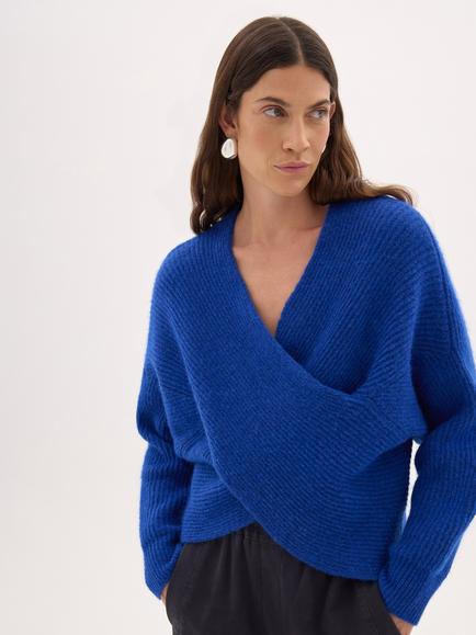 HUSH Betty Wrap Front Jumper, Bright Blue