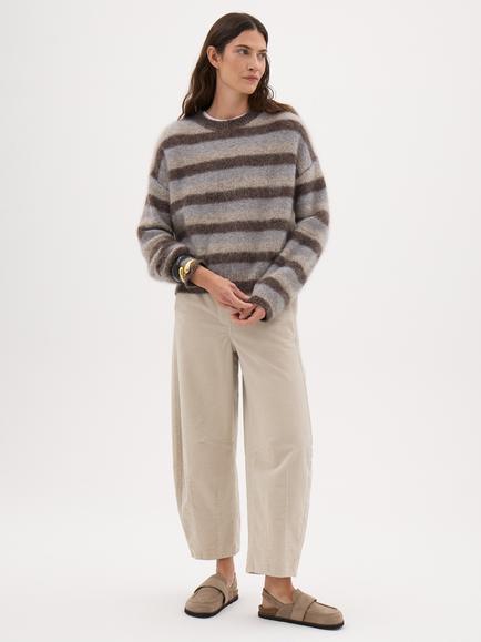 HUSH Cosette Striped Brushed Wool Jumper, Sand Brown/Multi - view 2, Sand Brown/Multi