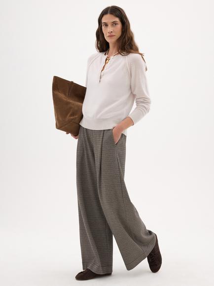 HUSH Farah Cashmere Henley Jumper, Milk White - view 2, Milk White