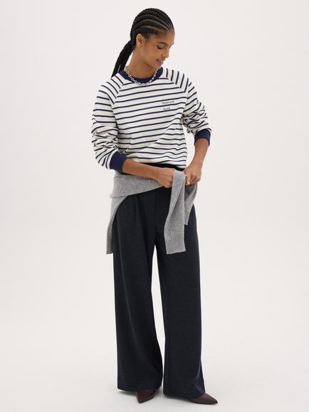 HUSH Graphic Stripe Raglan Sweatshirt, Navy/Ecru - view 2, Navy/Ecru