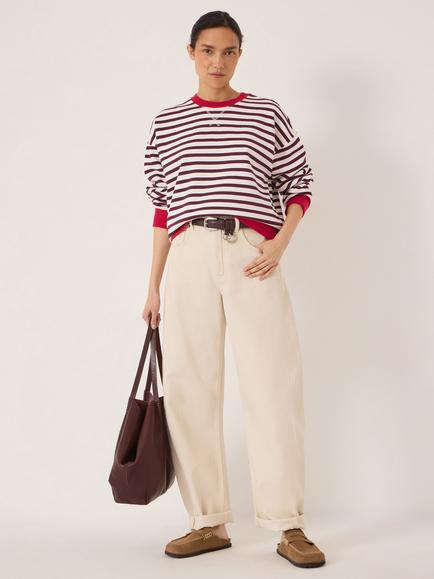 HUSH Luca Striped Sweatshirt, Wine Red - view 2, Wine Red