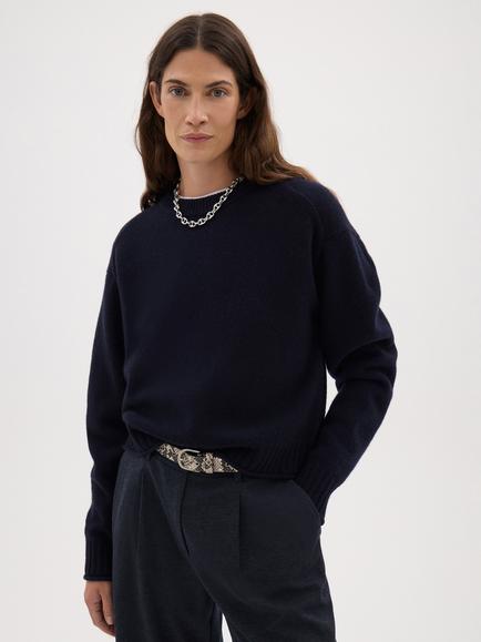 HUSH Nina Merino Wool Jumper, Dark Navy