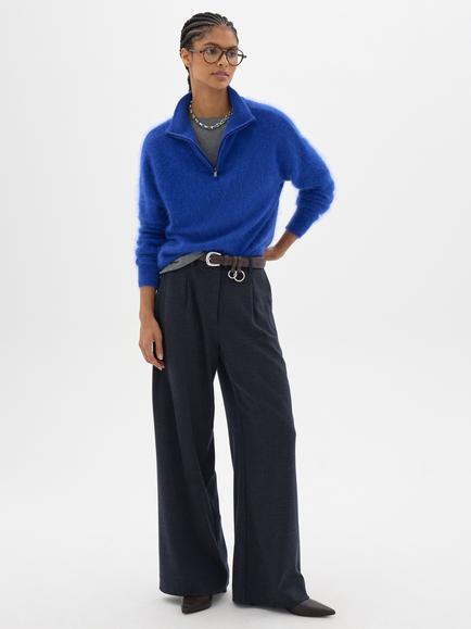 HUSH Seraphine Wool Zip-Neck Jumper, Bright Blue - view 2, Bright Blue