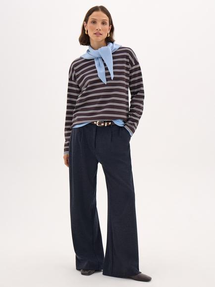 HUSH Averra Cotton Striped Top, Chocolate Brown - view 2, Chocolate Brown